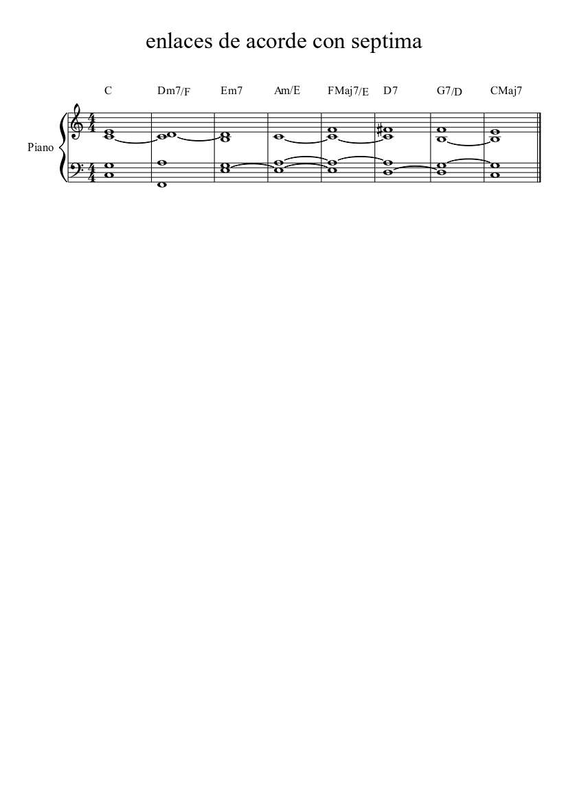 Curso video piano. acordes con séptima (7ma) en la escala mayor