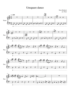 Free Unsquare Dance by The Dave Brubeck Quartet sheet music | Download PDF  or print on Musescore.com