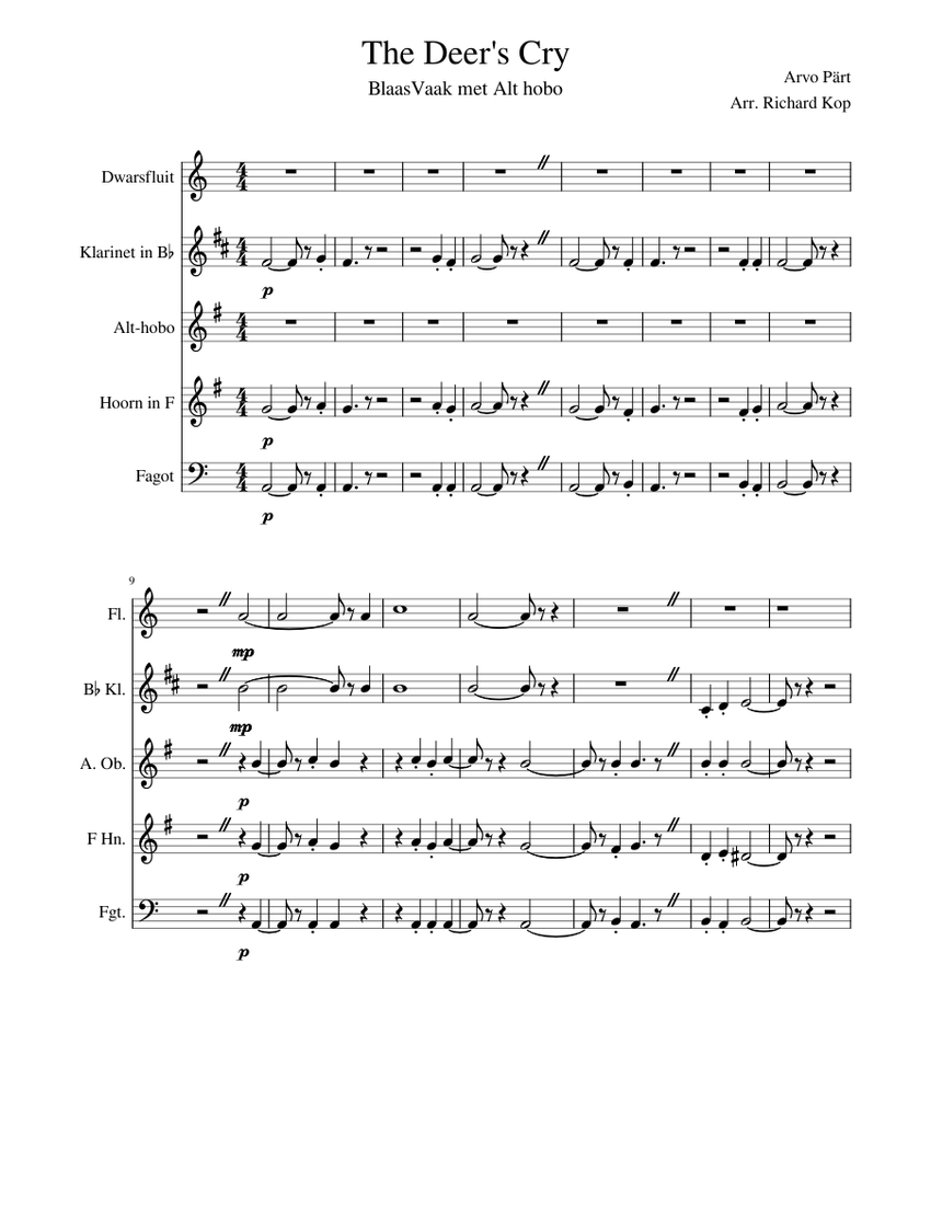The Deer s Cry Sheet music for Flute, Oboe, in bflat, Bassoon
