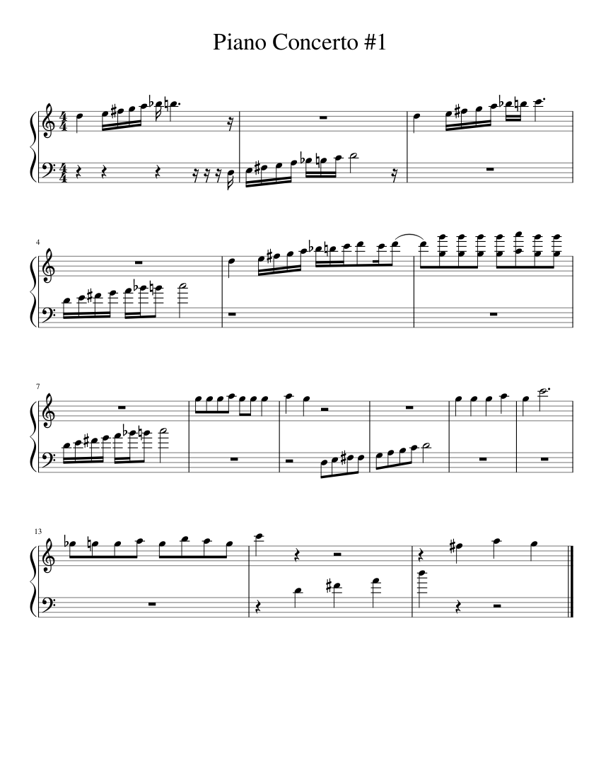 Piano Concerto #1 Sheet Music For Piano (Solo) | Musescore.com