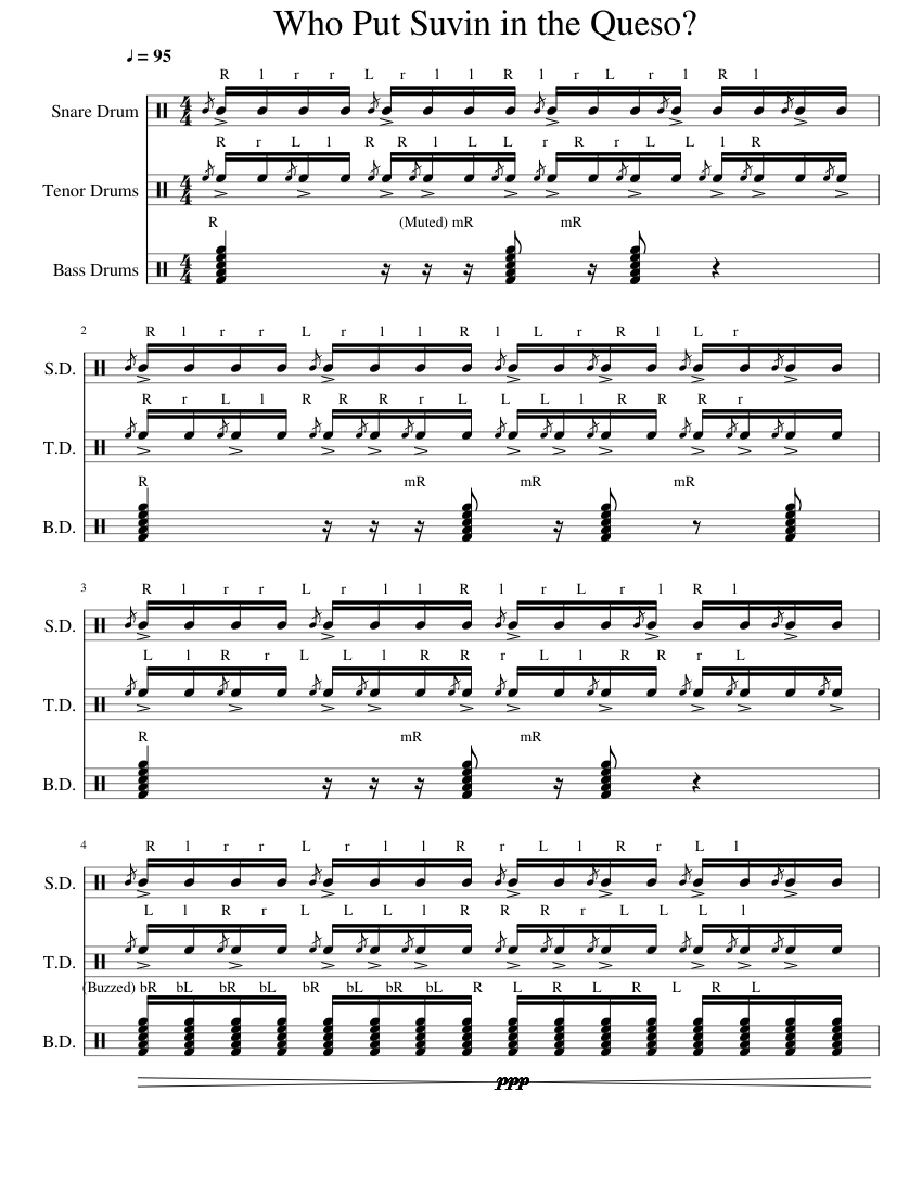 SuvinScore Sheet music for Snare drum, Tenor drum, Bass drum ...