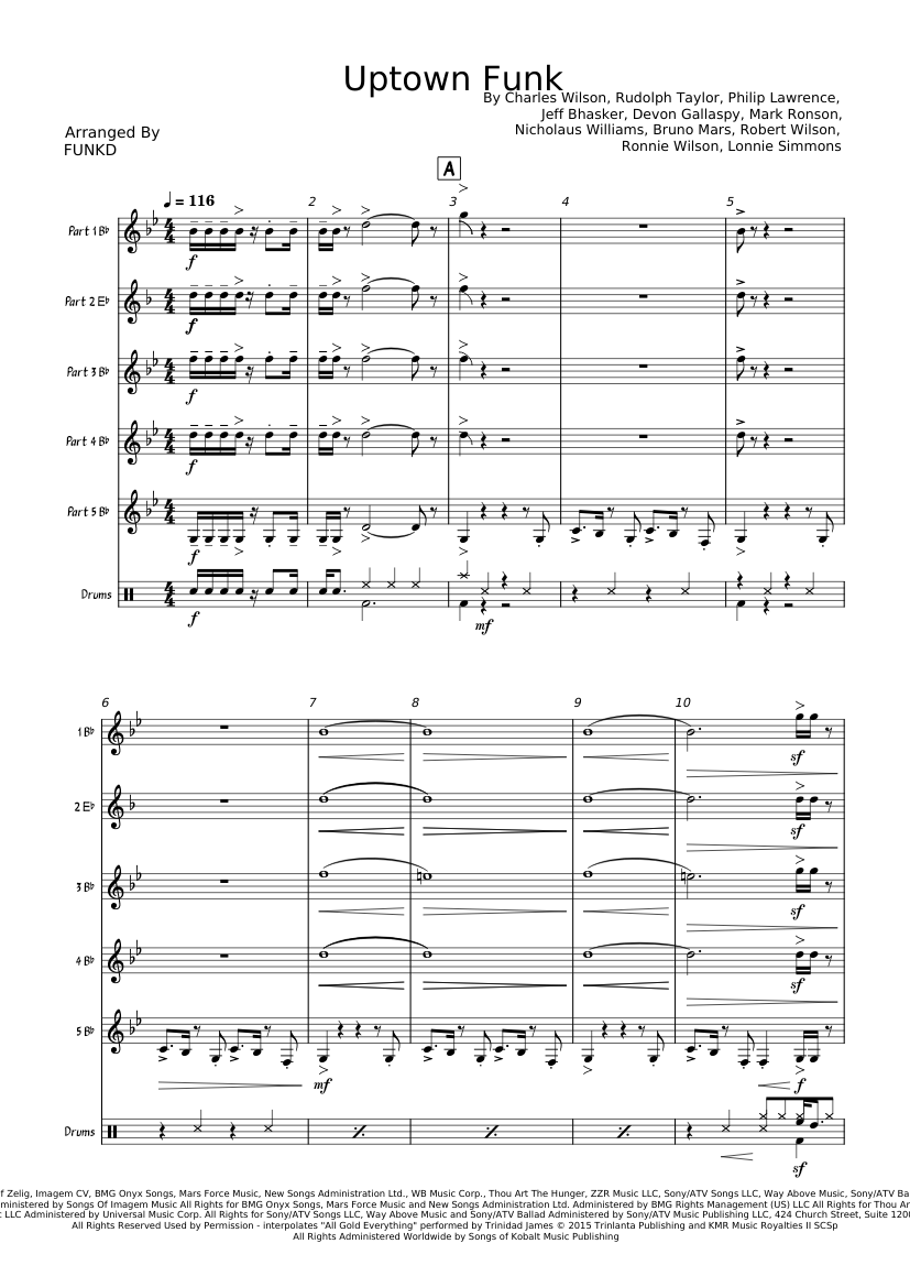 Uptown funk – Mark Ronson Uptown Funk Sheet music for Trombone ...