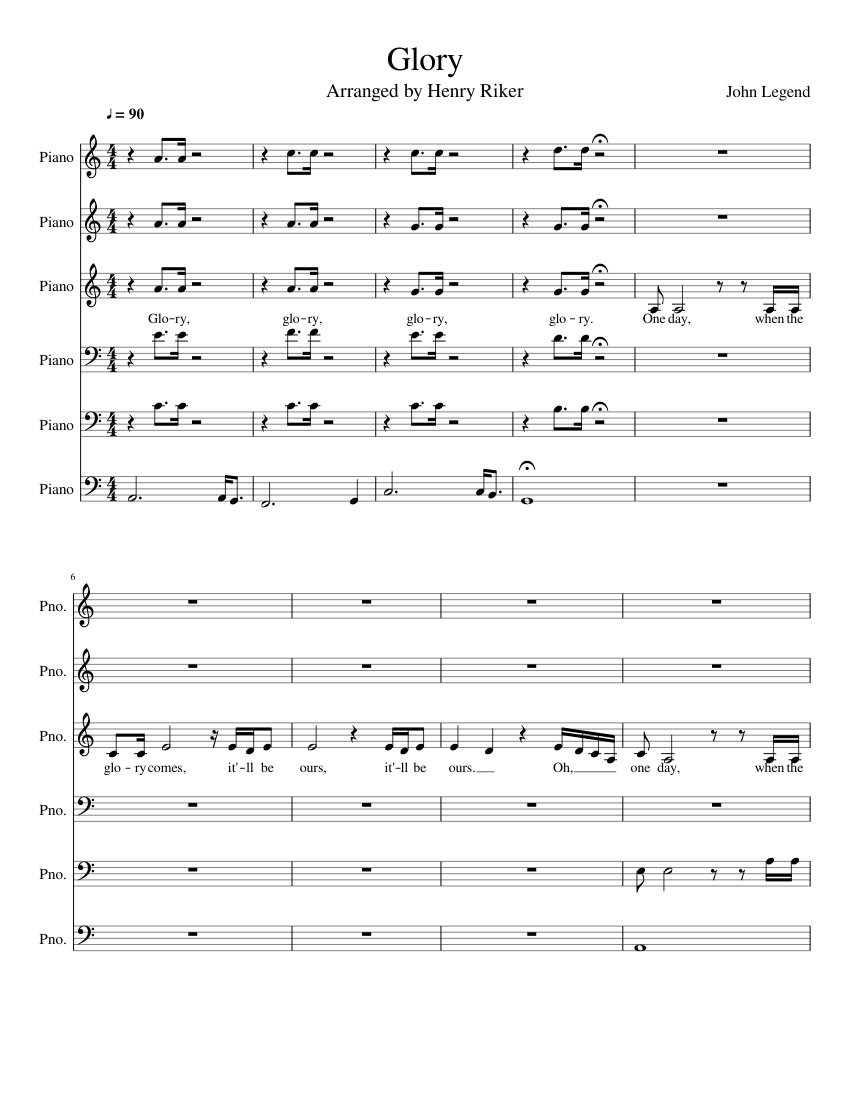 Glory Sheet music for Piano (Mixed Ensemble) | Musescore.com