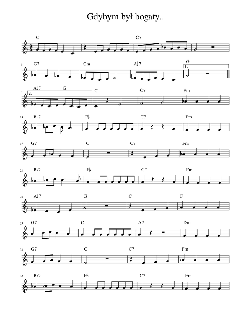 Gdybym Byl Bogaty Sheet Music For Piano Solo Musescore Com