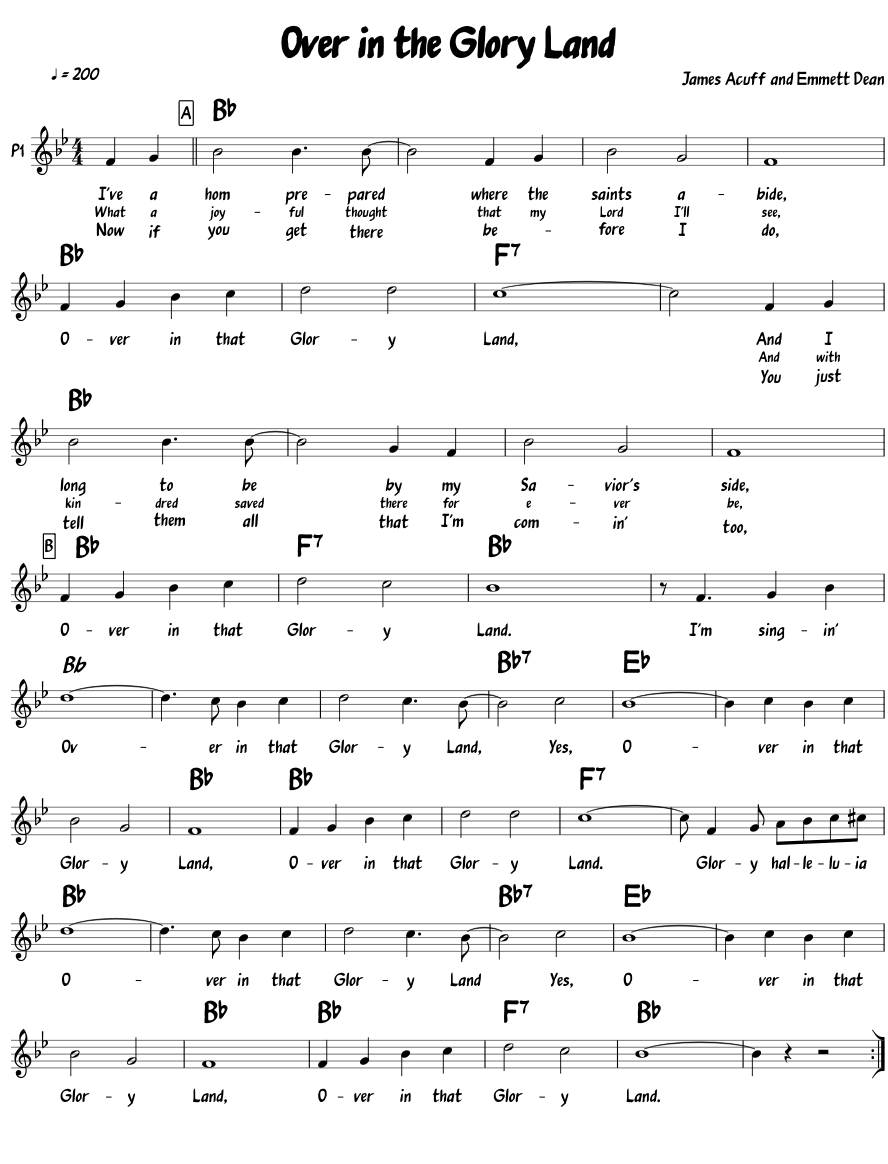 Over in the Glory Land Sheet music for Piano (Solo) | Musescore.com