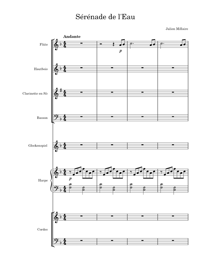 Gabriel-Marie: Sérénade Badine - Partition Pour Flûte, Hautbois, Violon Et Piano