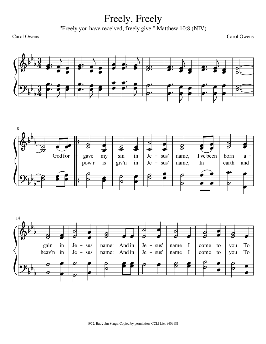 Freely Freely Sheet Music For Piano Satb Download And Print In Pdf Or Midi Free Sheet Music Musescore Com