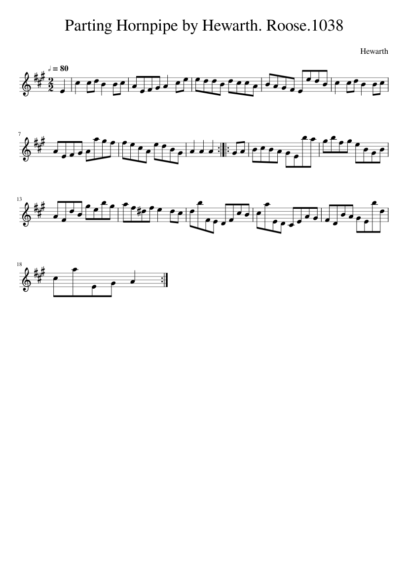 Parting Hornpipe by Hewarth. Roose.1038