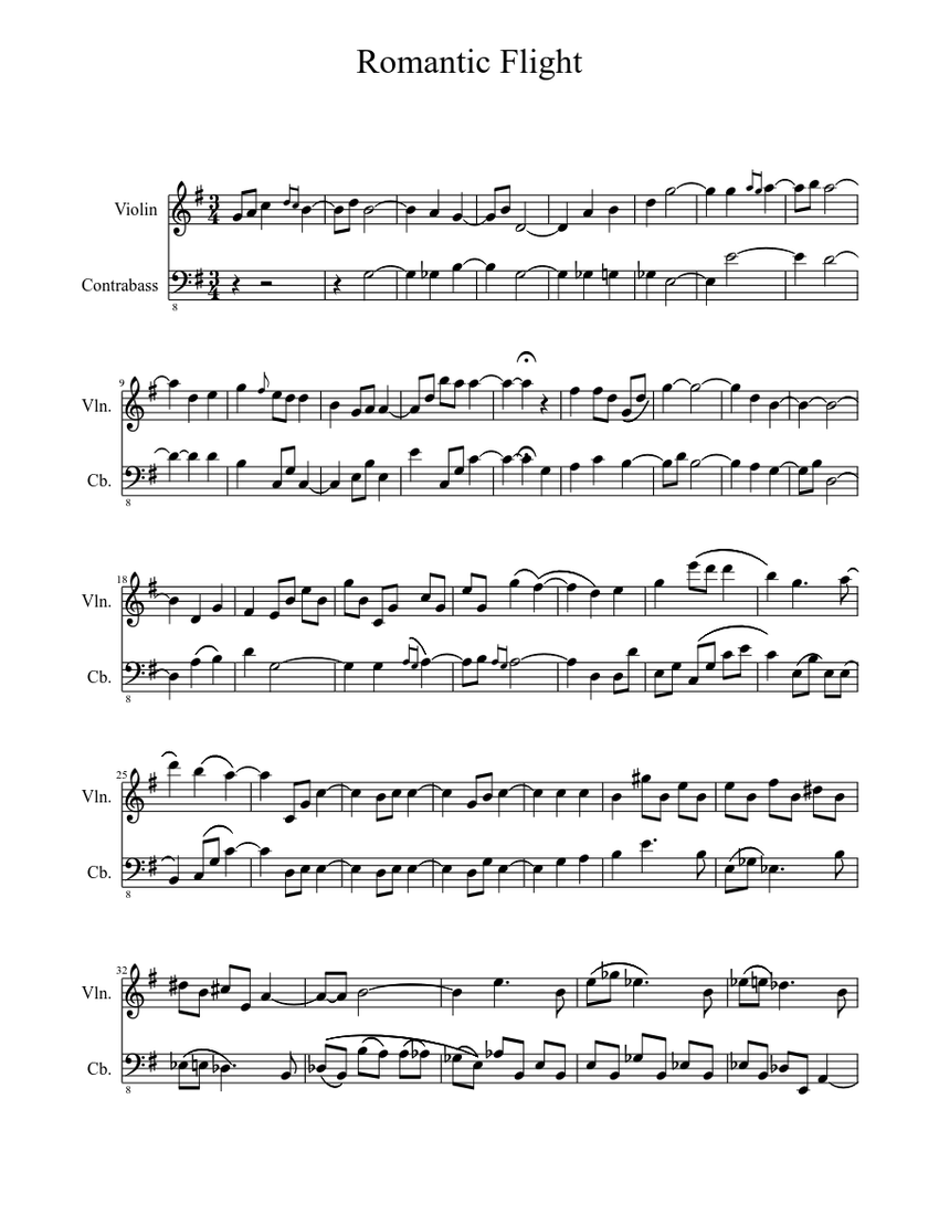 Romantic Flight Duet Sheet Music For Violin Woodwinds Other Mixed Duet 4329