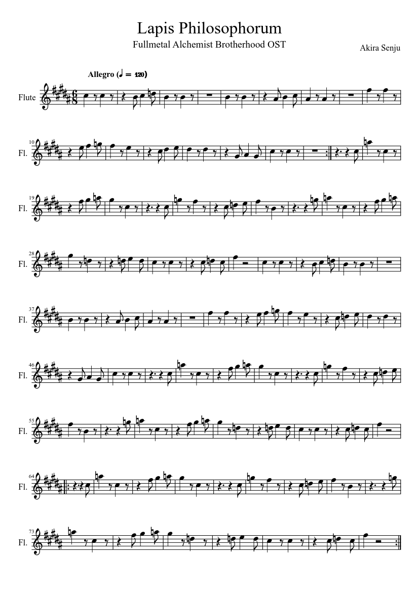 Lapis Philosophorum Sheet Music For Flute Solo Musescore Com