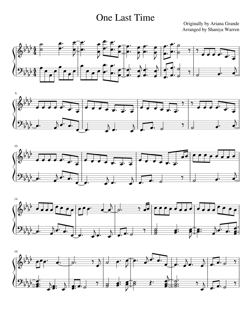 One Last Time - Ariana Grande Sheet music for Piano (Solo) | Musescore.com
