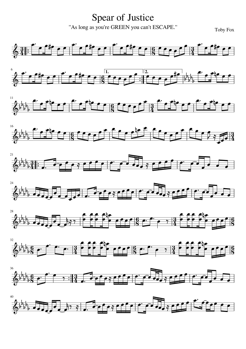 Spear of Justice Sheet Music for Trumpet in b-flat (Solo