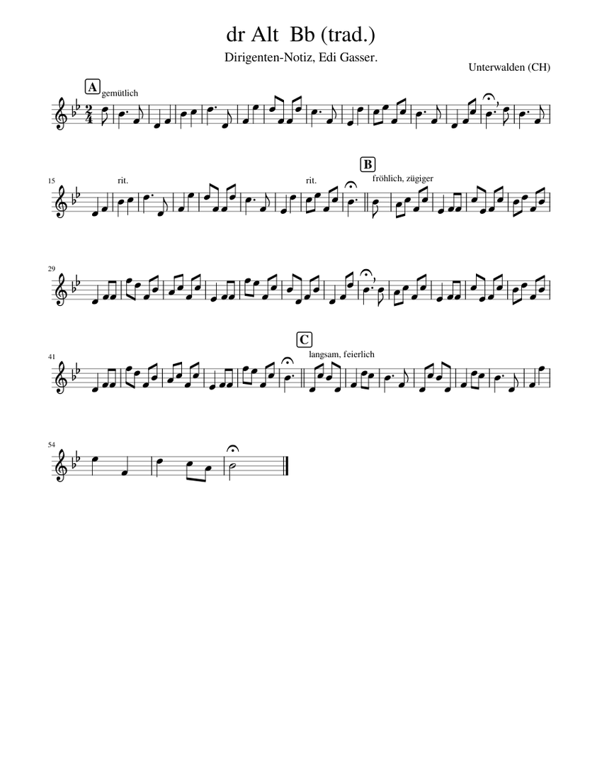 dr Alt Bb (trad.) Sheet music for Piano (Solo) | Musescore.com