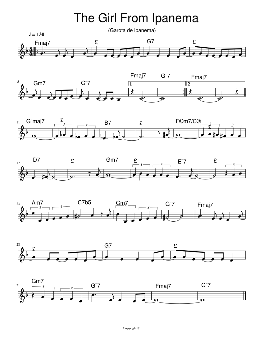 The Girl From Ipanema Sheet music for Piano (Solo) | Musescore.com
