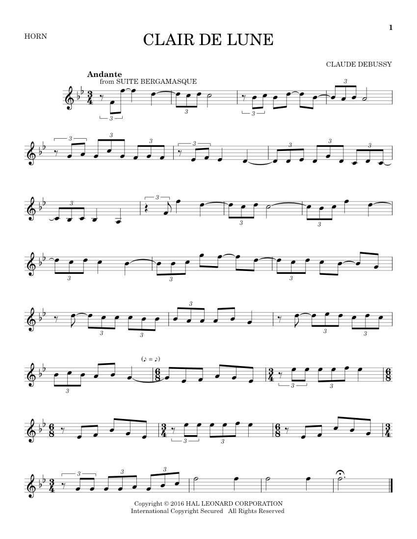 Play Official version of Claire De Lune Sheet Music by Claude