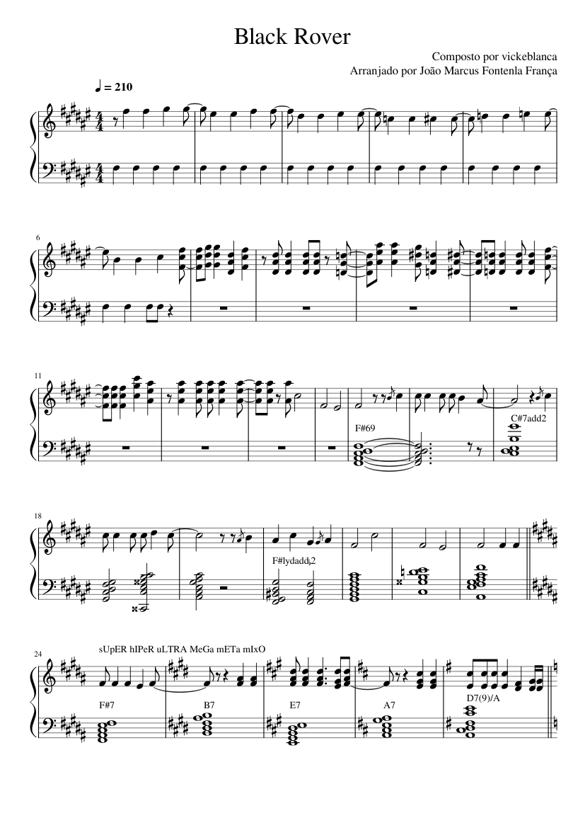 Black Rover - Vickeblanka Sheet music for Piano (Solo) | Musescore.com