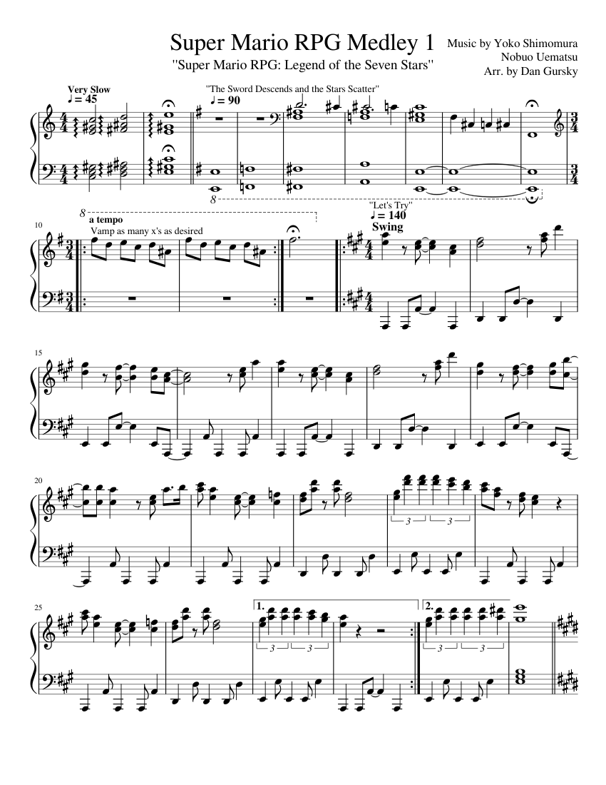 Super Mario RPG Medley 1 Sheet music for Piano (Solo) | Musescore.com