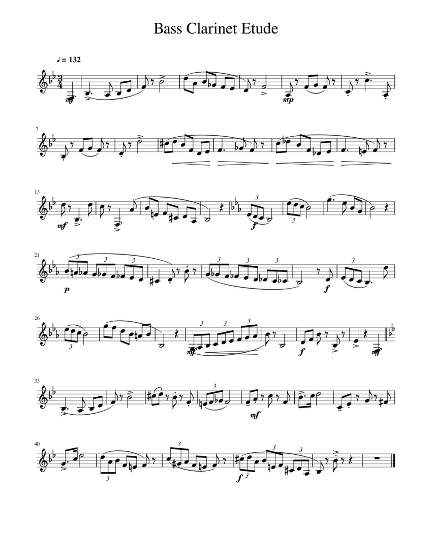 Bass Etude Sheet music for bass (Solo)