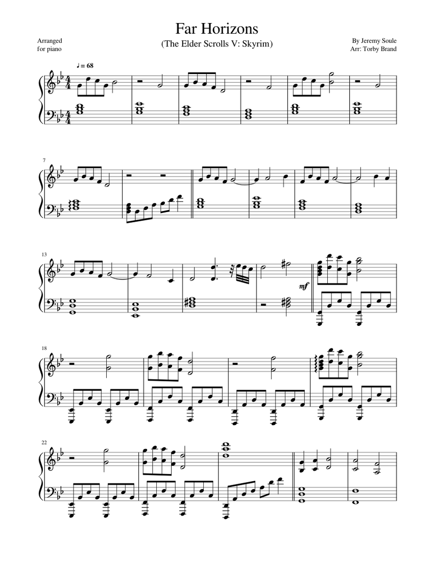 Far Horizons - The Elder Scrolls V: Skyrim Piano Cover Sheet music for Piano  (Solo) | Musescore.com