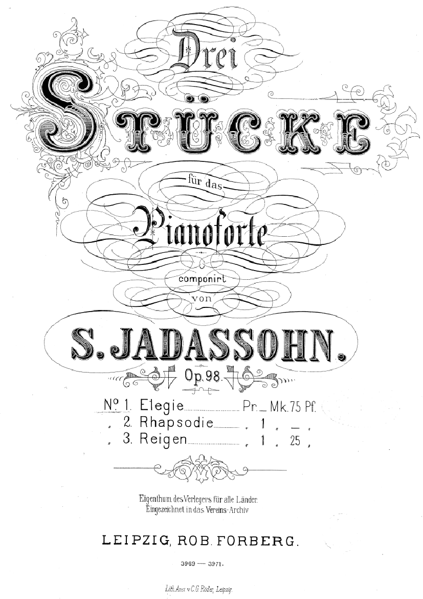 3 Stücke, Op. 98, No. 3, "Reigen" - Salomon Jadassohn Sheet music for Piano  (Solo) | Musescore.com