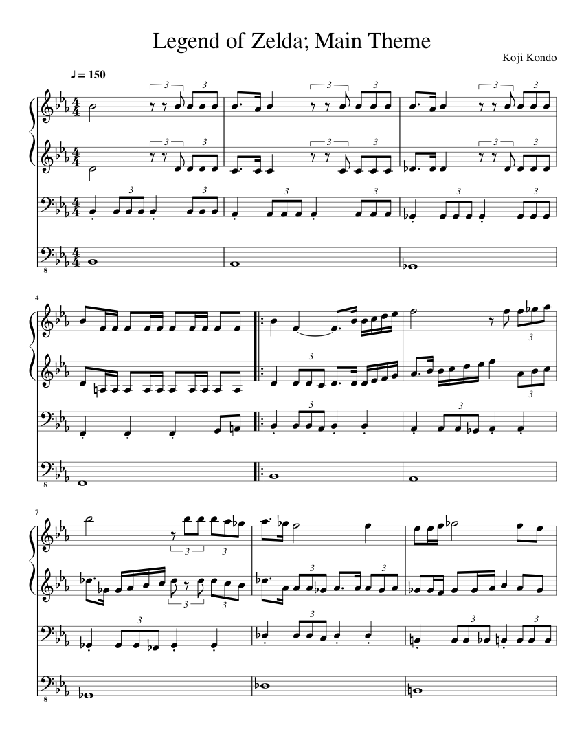 Legend of Zelda; Main Theme (Score) Sheet music for Piano (Solo) |  Musescore.com