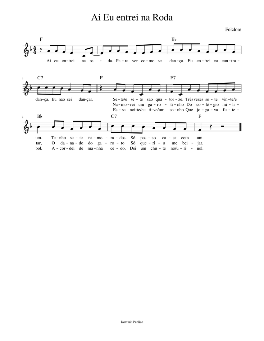 Ai Eu entrei na Roda Sheet music for Piano (Solo) | Musescore.com