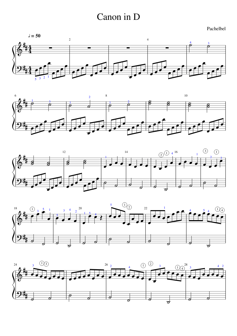 Canon In D (Easy) Sheet Music For Piano (Solo) | Musescore.Com