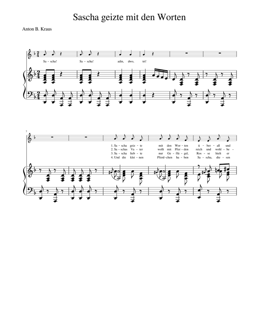 Sascha geizte mit den Worten Sheet music for Vocals (Solo) | Download ...
