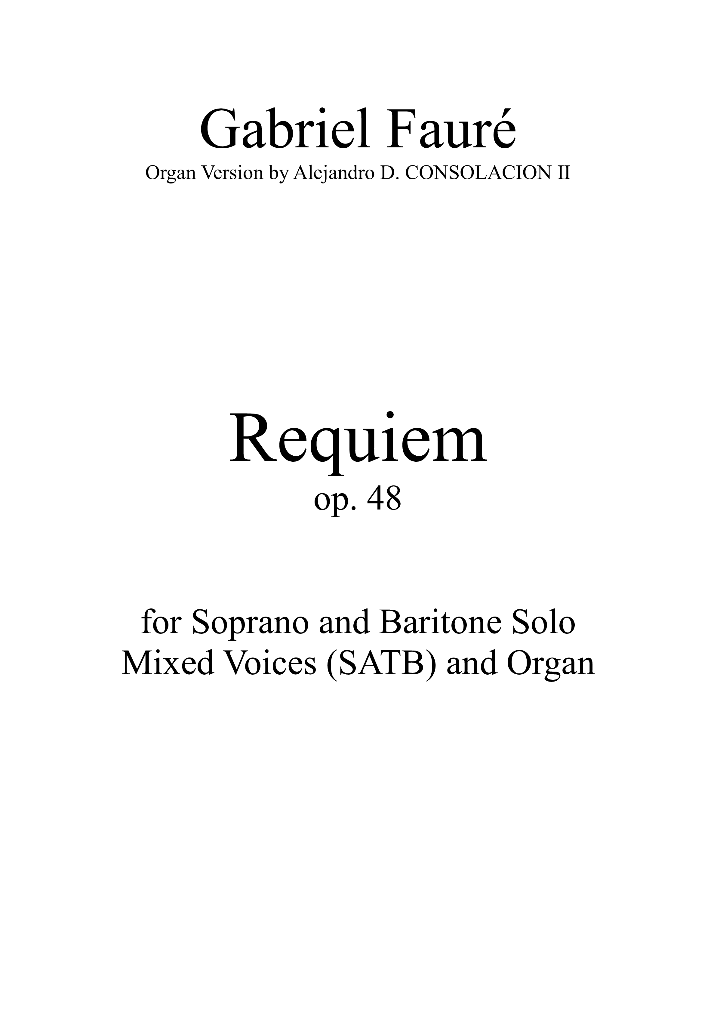 Play Official version of Requiem, Op.48 Sheet Music by Gabriel Fauré