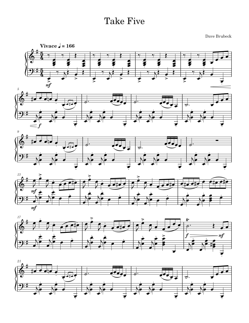 Take Five 楽譜 ピアノ (ソロ) | MuseScore.com