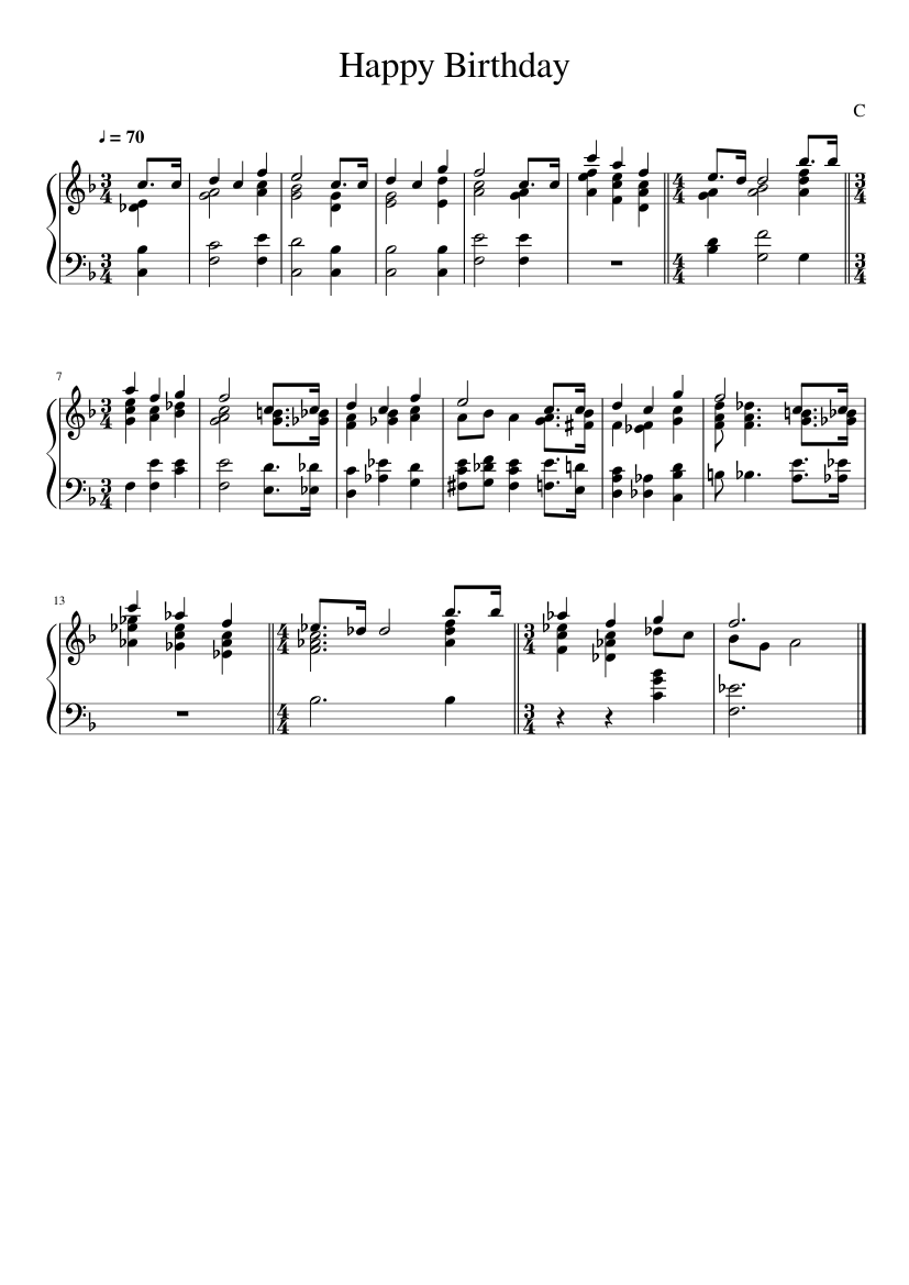 Happy Birthday Jazz Version Sheet Music For Piano Solo Musescore Com