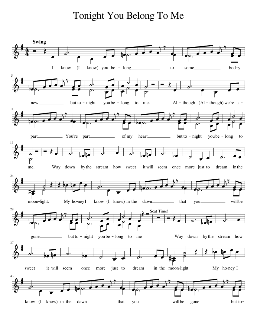 Tonight You Belong To Me Sheet music for Piano (Solo) | Musescore.com