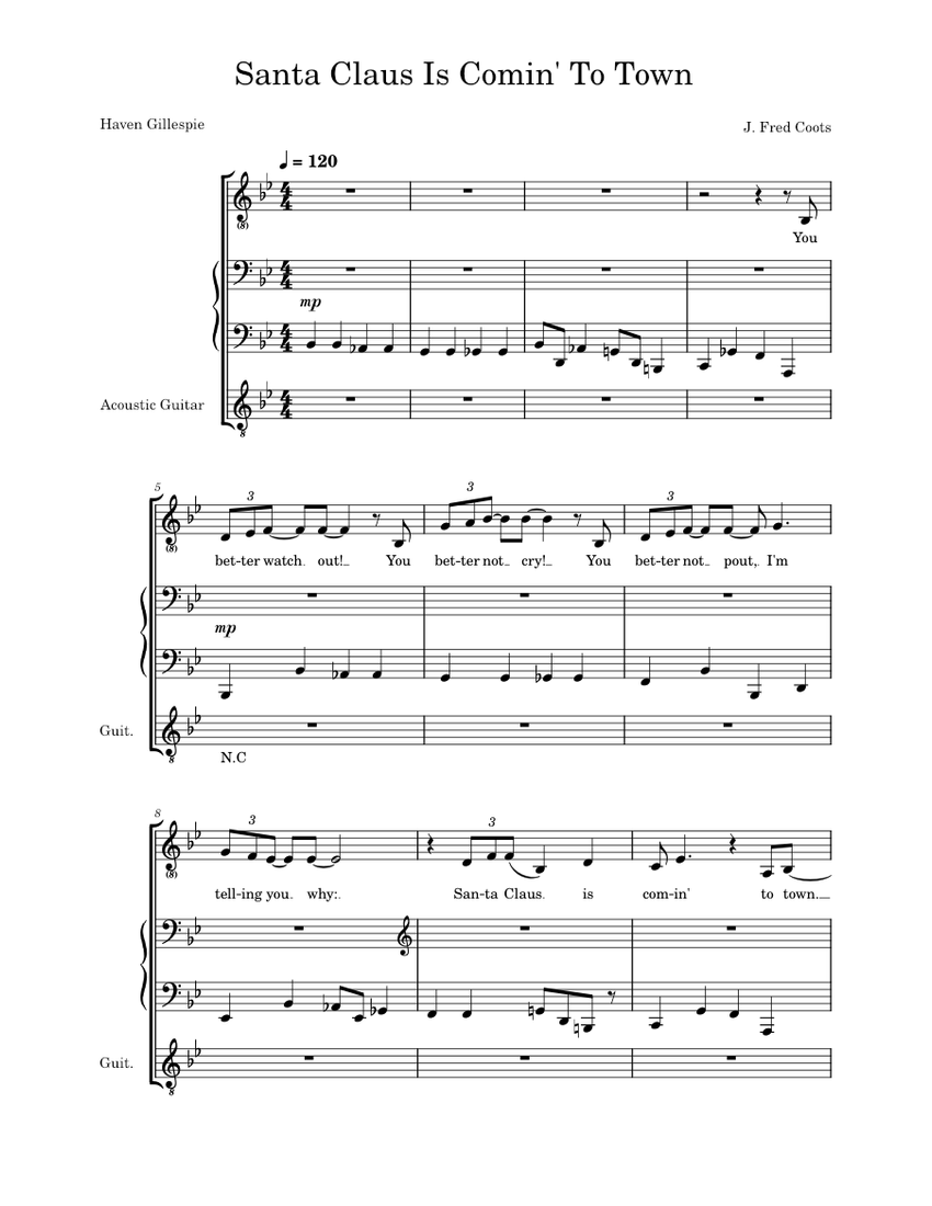 Santa Claus Is Comin' To Town – Haven Gillespie / J Fred Coots Sheet ...