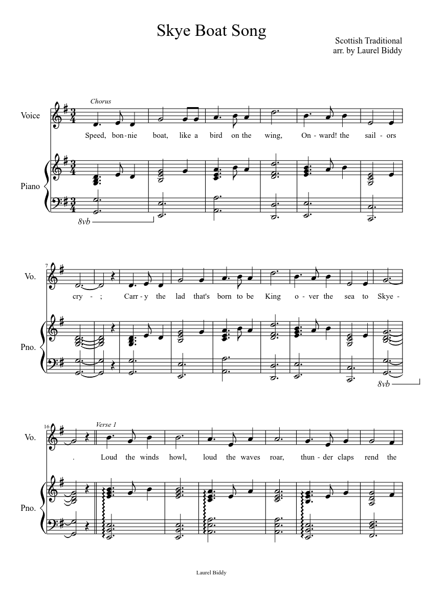 Skye Boat Song Sheet music for Piano, Voice (other) (Piano-Voice) |  Musescore.com