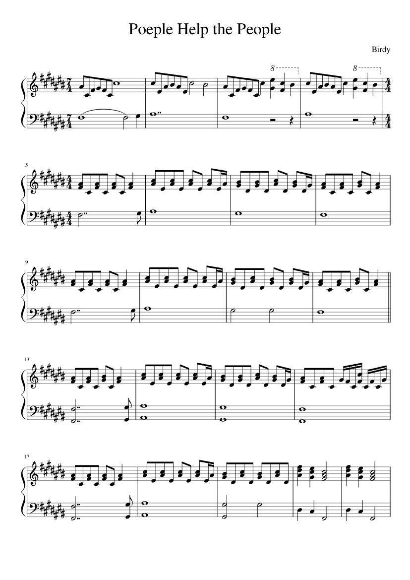 People help the People - Birdy Sheet music for Piano (Solo) | Musescore.com