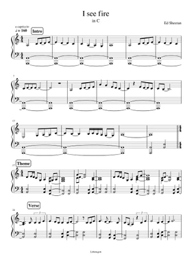 I See Fire By Ed Sheeran Free Sheet Music Download Pdf Or Print On Musescore Com