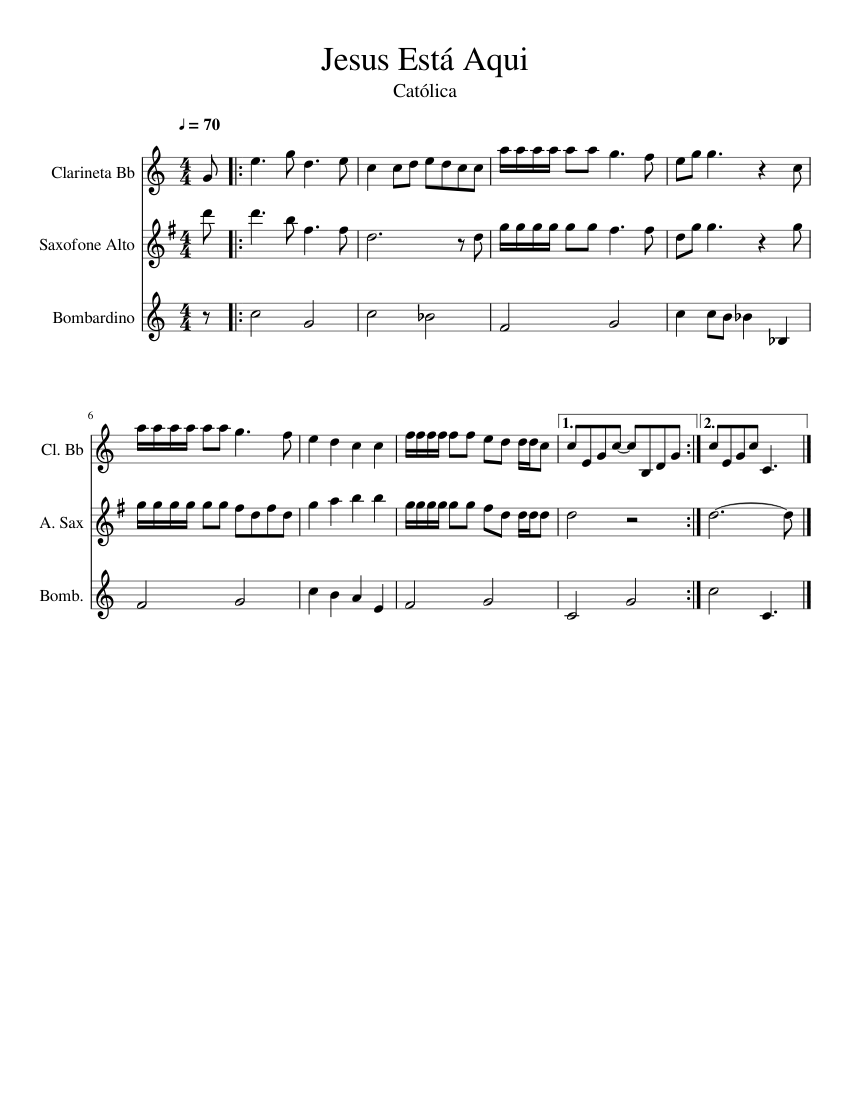 Jesus Está Aqui Sheet music for Euphonium, in bflat