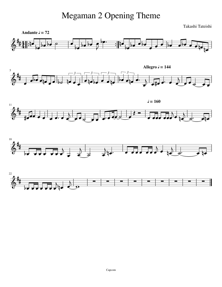 Megaman 2 Opening Theme Sheet Music For Clarinet In B Flat Solo Musescore Com