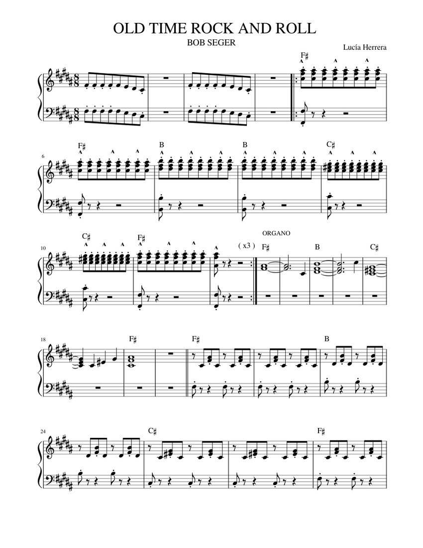 OLD TIME ROCK AND ROLL Sheet music for Piano (Solo) | Musescore.com