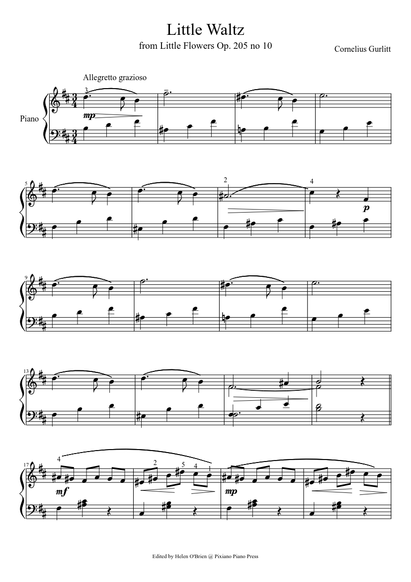 Little Waltz - Gurlitt Op. 205 no 10 Sheet music for Piano (Solo) |  Musescore.com