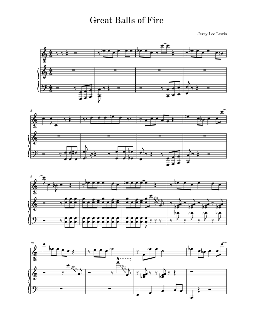 Great balls of fire Jerry Lee Lewis Great Balls of Fire Sheet music
