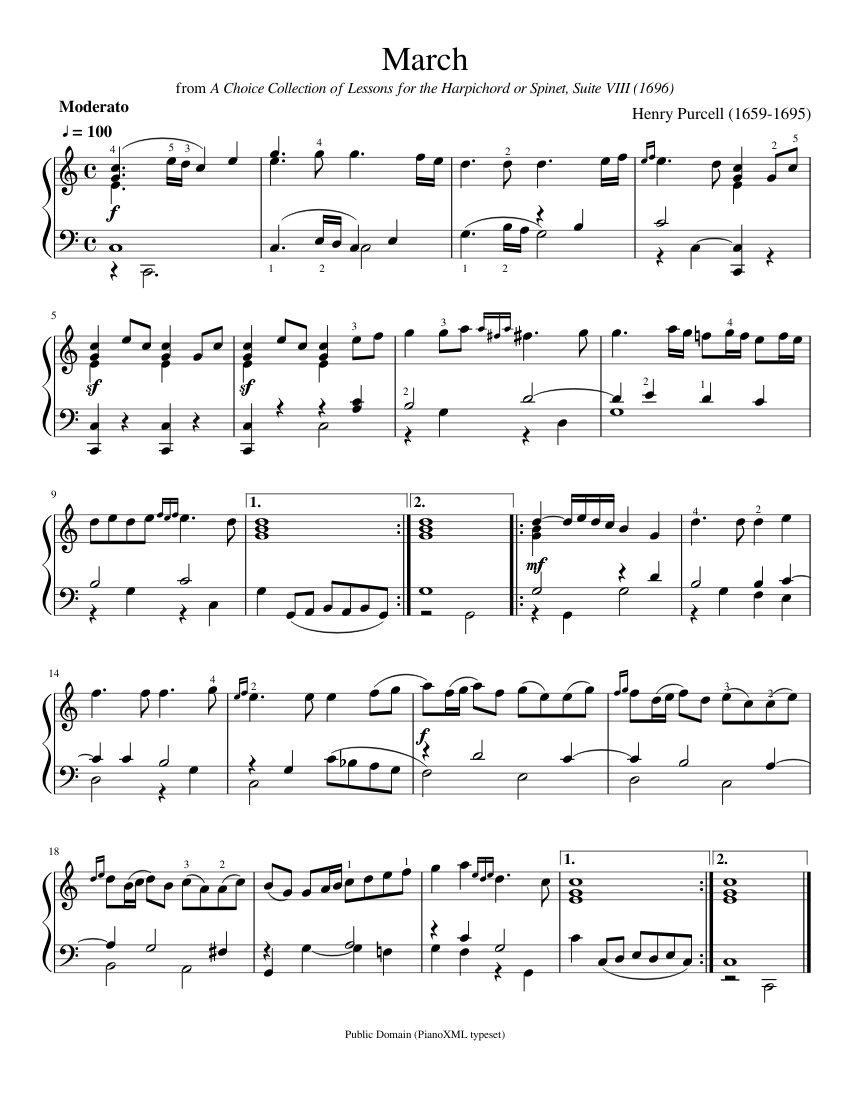 Purcell: March Sheet music for Piano (Solo) | Musescore.com