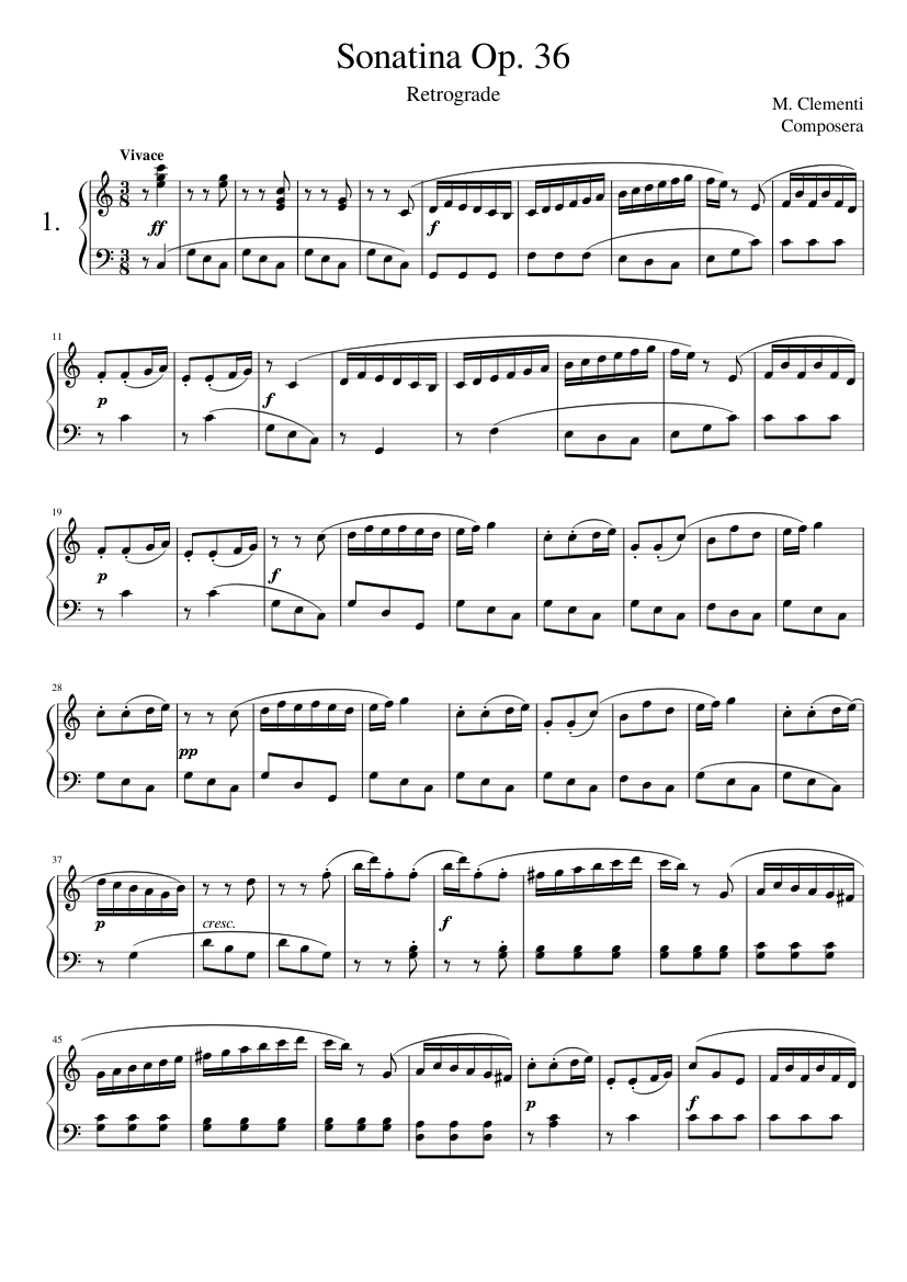 Clementi Sonatina Op. 36 no. 1 retrograde version