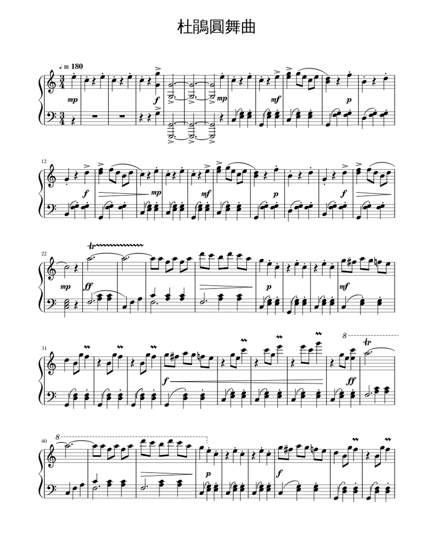 Cuckoo Waltz(杜鵑圓舞曲) Sheet music for Piano (Solo) | Musescore.com