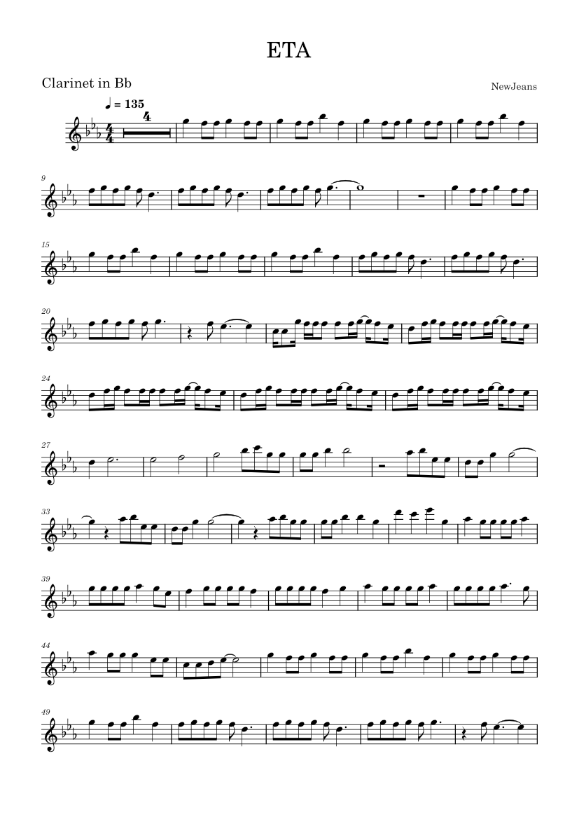 ETA Sheet music for Clarinet other (Solo) | Musescore.com