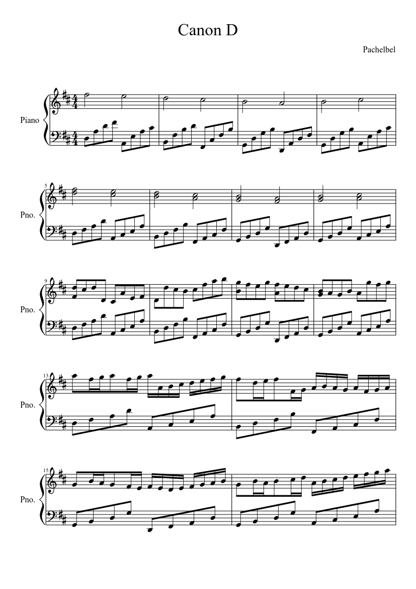 Pachelbel Canon in D (Fast Easy Piano Version) Sheet music for Piano (Solo)  | Musescore.com