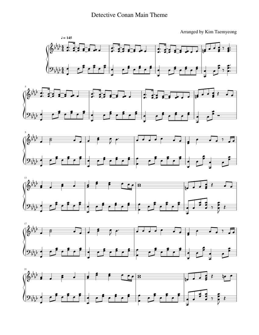 Detective Conan Main Theme Sheet music for Piano (Solo) | Musescore.com