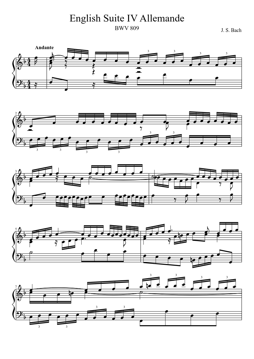 English Suite No.4 in F major BWV 809