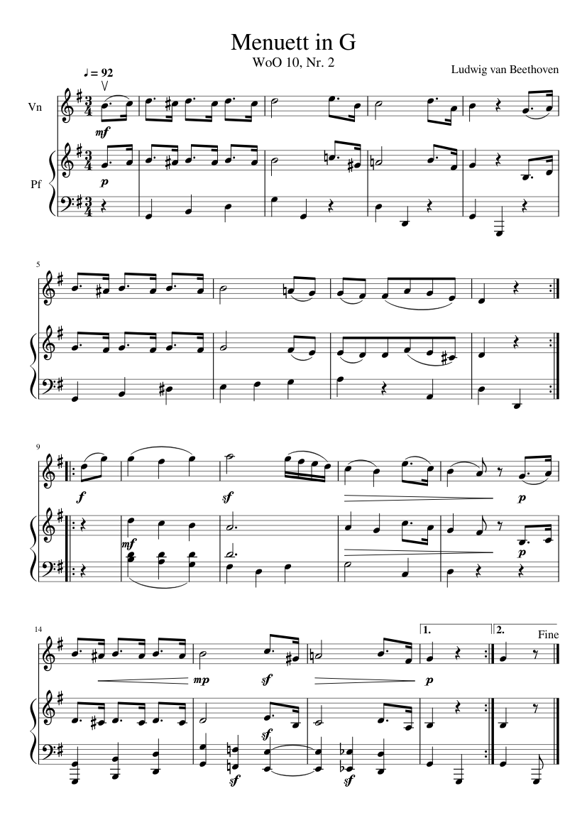 Minuet in G major WoO 10 No. 2