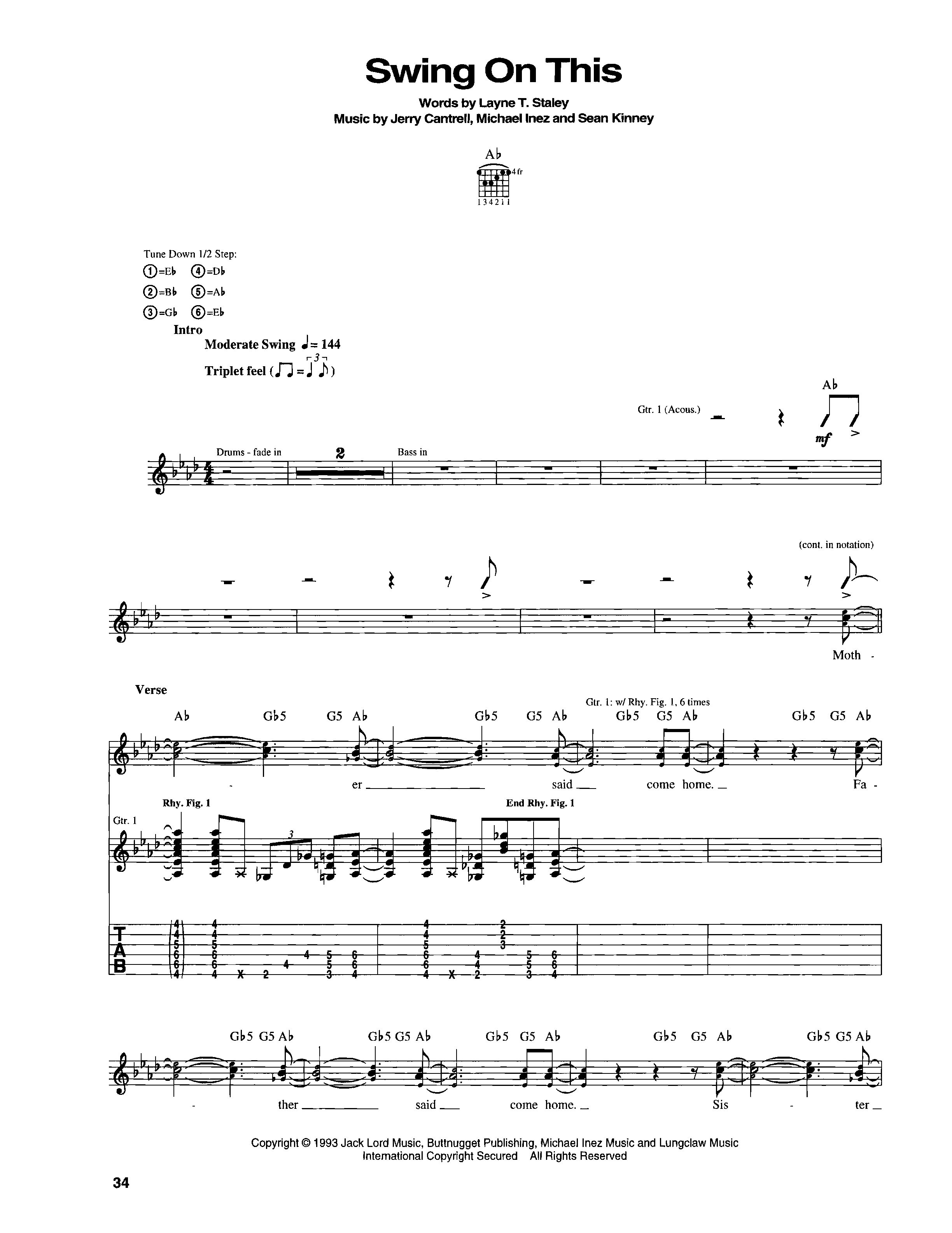 Play Official version of Swing On This Sheet Music by Alice in